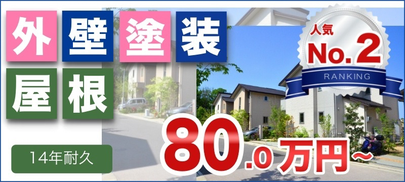 耐久14年のフッ素外壁・屋根塗装プラン　80万円〜